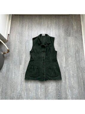 Dark Green Vintage 90’s “Cobra” Faded Denim Button-Up Dress